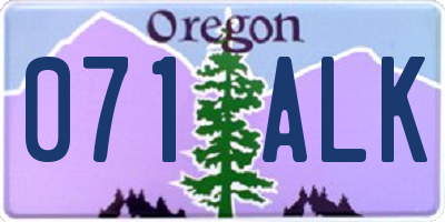 OR license plate 071ALK