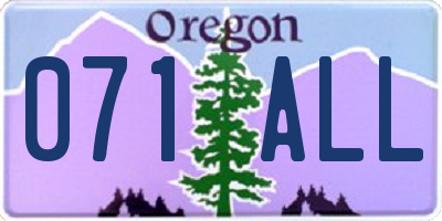 OR license plate 071ALL