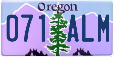 OR license plate 071ALM