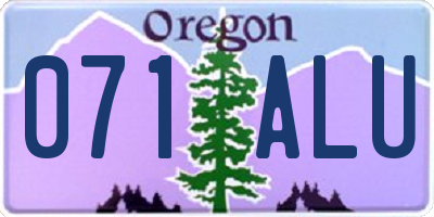 OR license plate 071ALU
