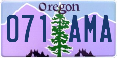 OR license plate 071AMA