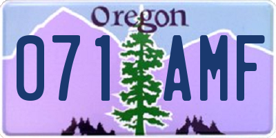 OR license plate 071AMF