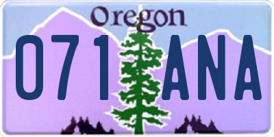 OR license plate 071ANA
