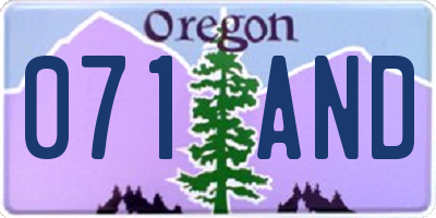 OR license plate 071AND