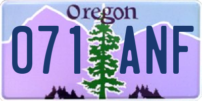 OR license plate 071ANF