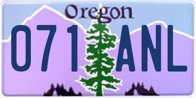 OR license plate 071ANL