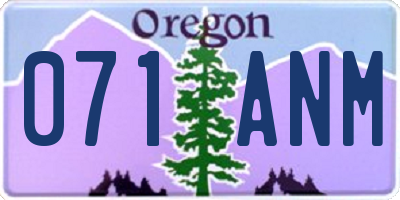 OR license plate 071ANM