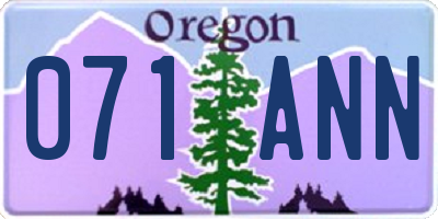 OR license plate 071ANN