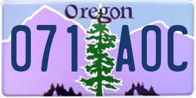 OR license plate 071AOC