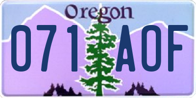 OR license plate 071AOF