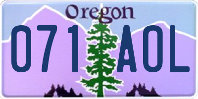 OR license plate 071AOL