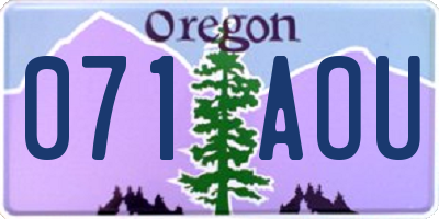 OR license plate 071AOU