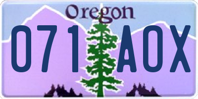 OR license plate 071AOX
