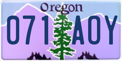 OR license plate 071AOY