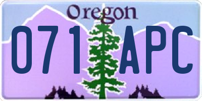 OR license plate 071APC