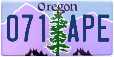 OR license plate 071APE