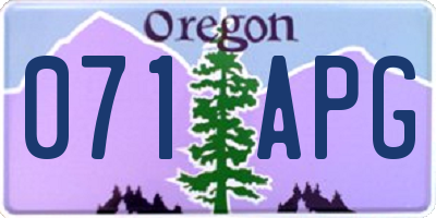 OR license plate 071APG
