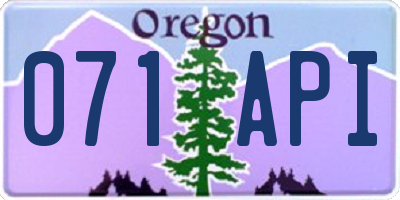 OR license plate 071API