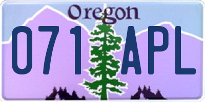 OR license plate 071APL