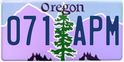 OR license plate 071APM
