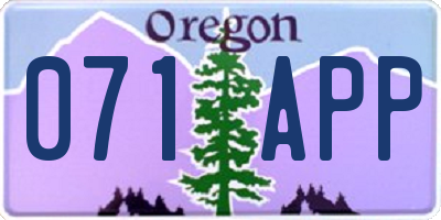 OR license plate 071APP
