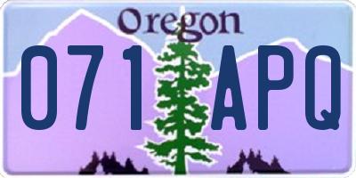 OR license plate 071APQ
