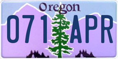 OR license plate 071APR