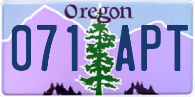OR license plate 071APT