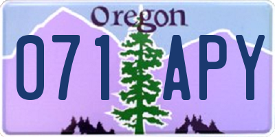OR license plate 071APY