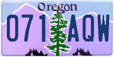 OR license plate 071AQW