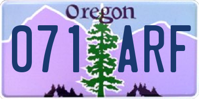 OR license plate 071ARF