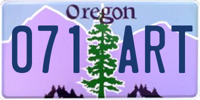 OR license plate 071ART