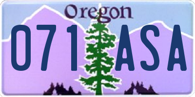 OR license plate 071ASA