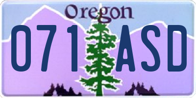 OR license plate 071ASD