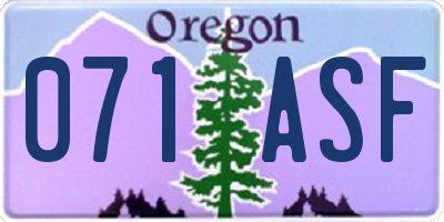 OR license plate 071ASF