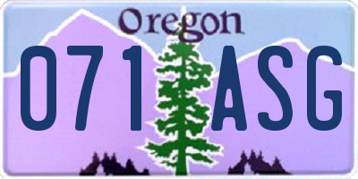 OR license plate 071ASG