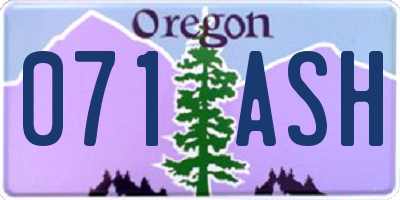 OR license plate 071ASH