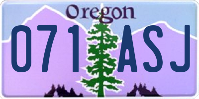 OR license plate 071ASJ