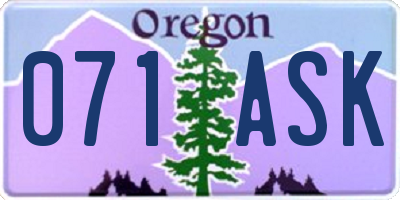 OR license plate 071ASK