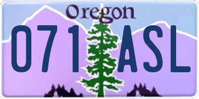 OR license plate 071ASL