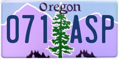 OR license plate 071ASP