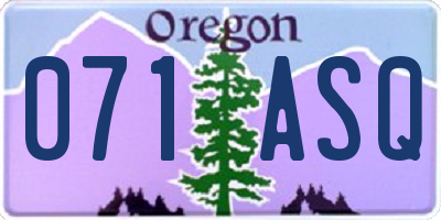 OR license plate 071ASQ