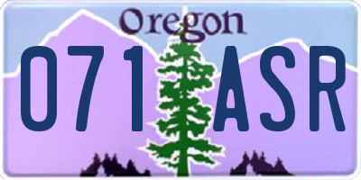 OR license plate 071ASR