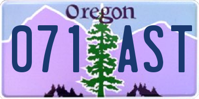 OR license plate 071AST