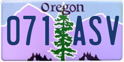 OR license plate 071ASV