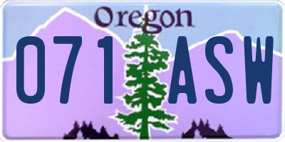 OR license plate 071ASW