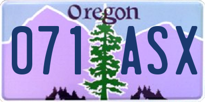 OR license plate 071ASX
