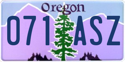 OR license plate 071ASZ