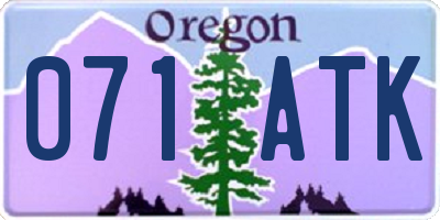 OR license plate 071ATK