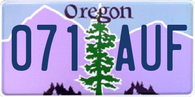 OR license plate 071AUF